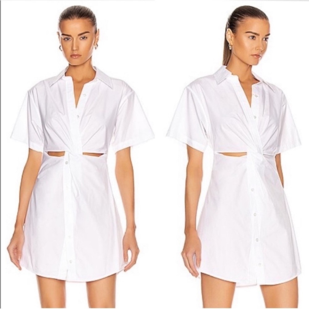 Alexander Wang T Crisp Poplin Mini Shirt Dress In White Size 2